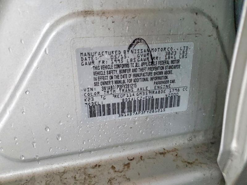 Продаж на аукціоні авто 2015 Nissan Sentra, vin: 3N1AB7AP3FY281215, номер лоту: 54022416