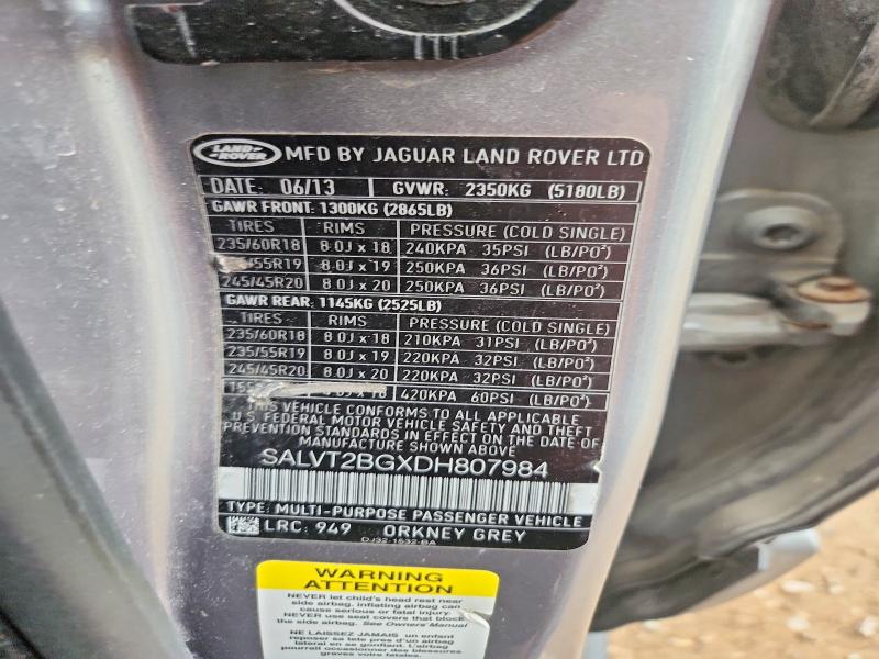 Aukcja sprzedaży 2013 Land Rover Range Rover Evoque, vin: SALVT2BGXDH807984, numer aukcji: 52295786