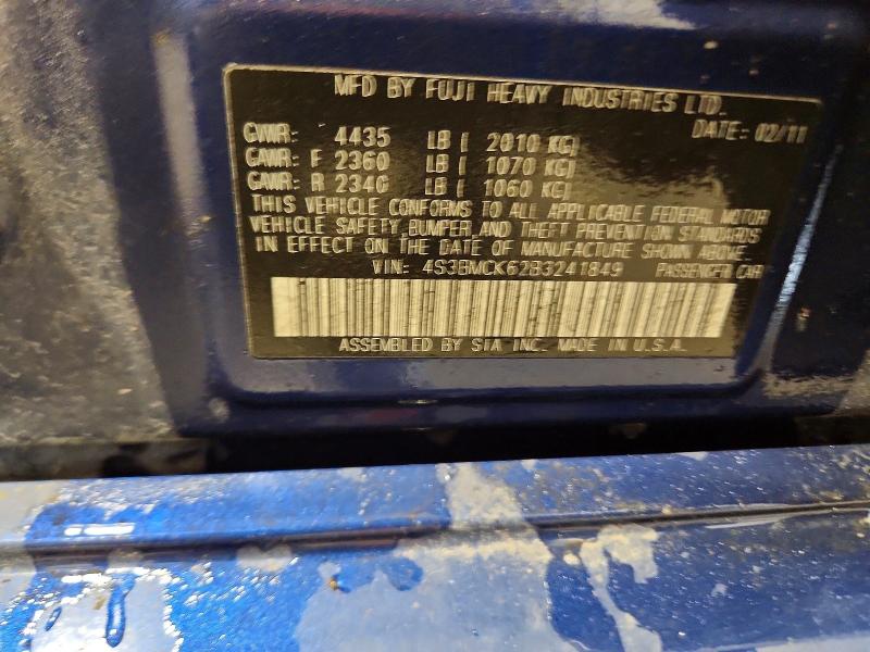 2011 Subaru Legacy მანქანა იყიდება აუქციონზე, vin: 4S3BMCK62B3241849, აუქციონის ნომერი: 52316816