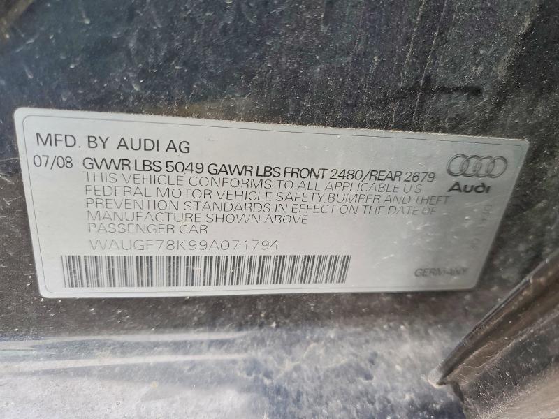 52892706 :رقم المزاد ، WAUGF78K99A071794 vin ، 2009 Audi A4 مزاد بيع