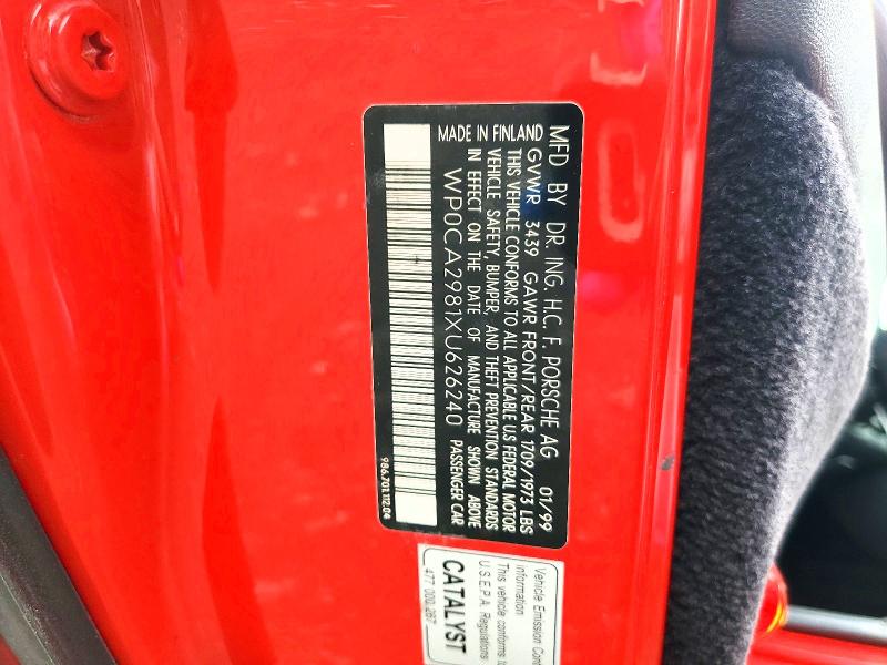 Продаж на аукціоні авто 1999 Porsche Boxster, vin: WP0CA2981XU626240, номер лоту: 54046946