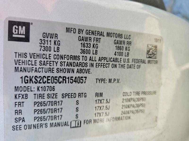 2012 Gmc Yukon მანქანა იყიდება აუქციონზე, vin: 1GKS2CE05CR154057, აუქციონის ნომერი: 52854376