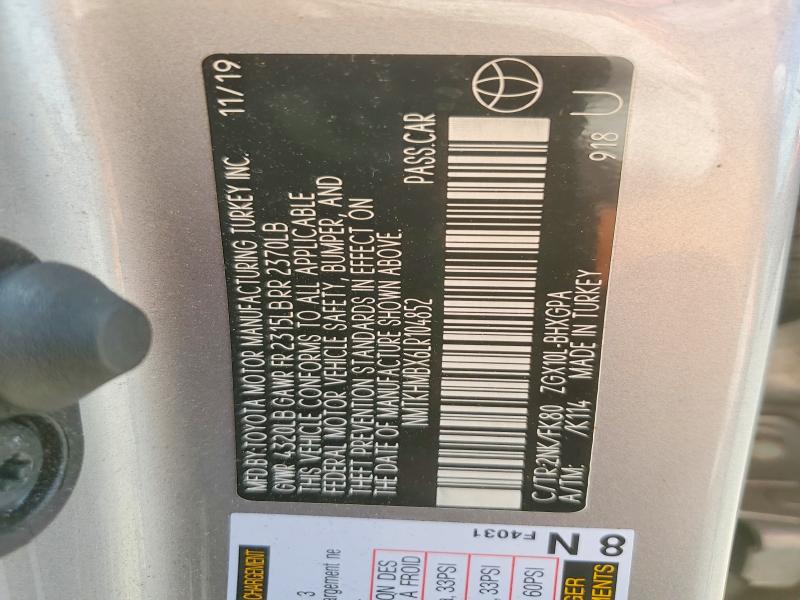 Aukcja sprzedaży 2020 Toyota C-hr, vin: NMTKHMBX6LR104852, numer aukcji: 52136196