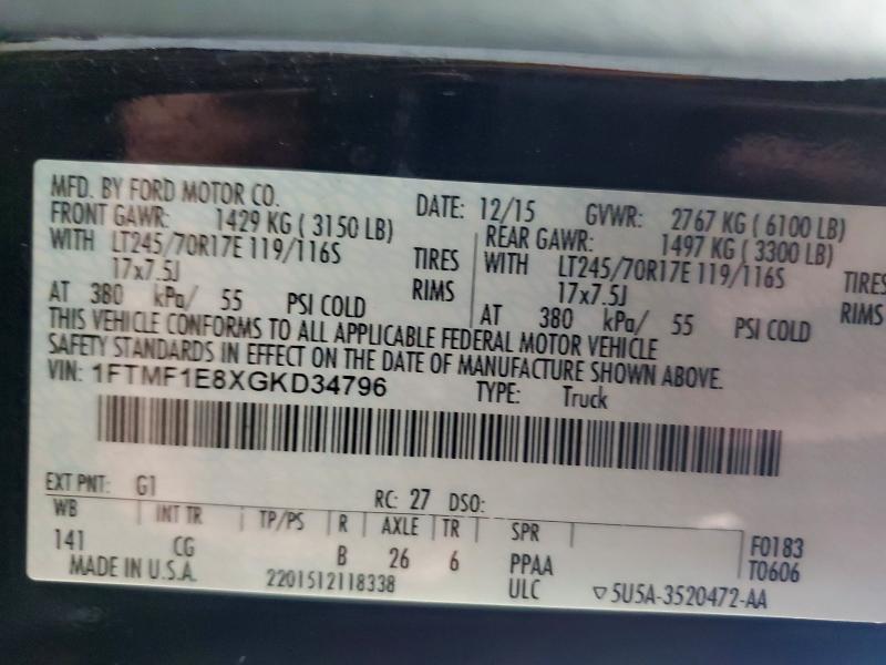 Aukcja sprzedaży 2016 Ford F150, vin: 1FTMF1E8XGKD34796, numer aukcji: 51606946