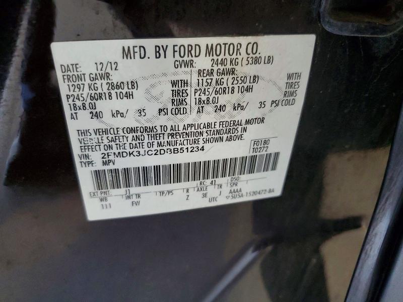 Aukcja sprzedaży 2013 Ford Edge, vin: 2FMDK3JC2DBB51234, numer aukcji: 53590516