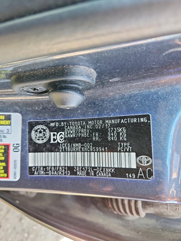 Продажа на аукционе авто 2017 Toyota Corolla, vin: 2T1BURHEXHC859941, номер лота: 51422396