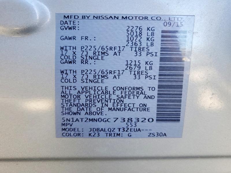 Продажа на аукционе авто 2016 Nissan Rogue, vin: 5N1AT2MN0GC738320, номер лота: 55377496