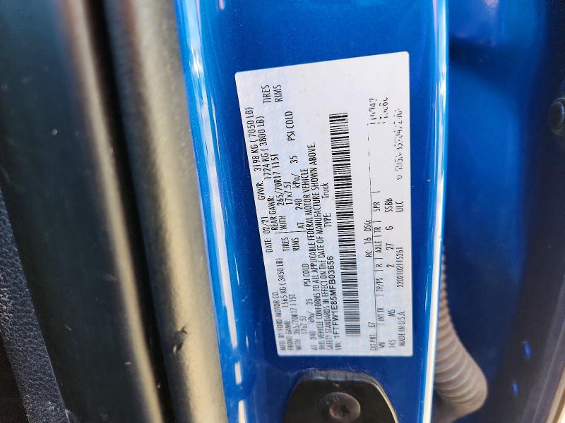2021 Ford F150 მანქანა იყიდება აუქციონზე, vin: 1FTFW1E85MFB03656, აუქციონის ნომერი: 52445956