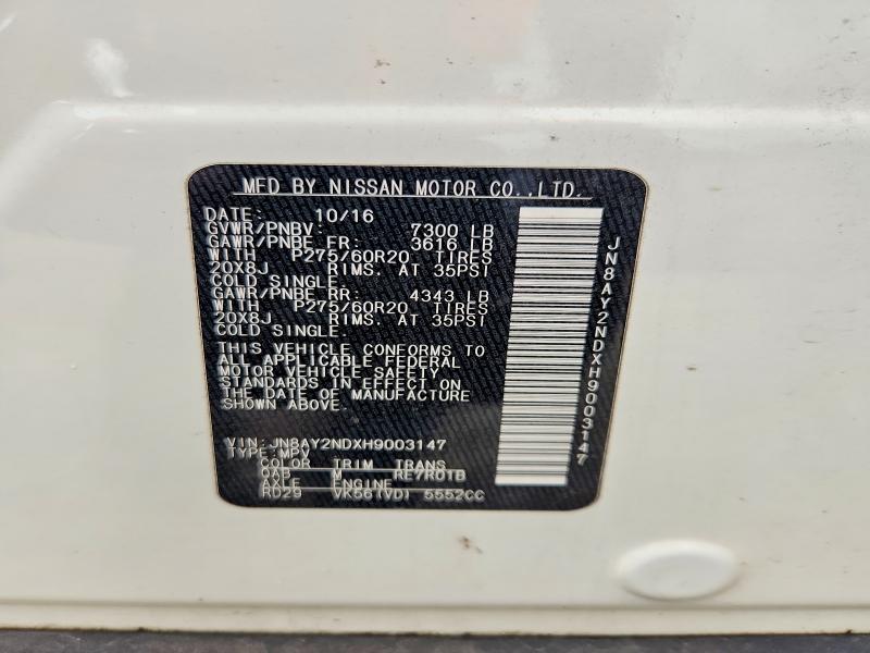Продаж на аукціоні авто 2017 Nissan Armada, vin: JN8AY2NDXH9003147, номер лоту: 54498506