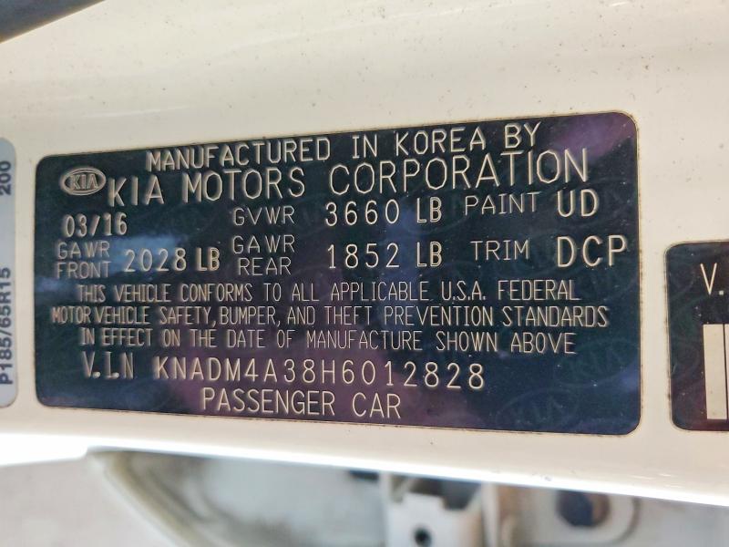 2017 Kia Rio მანქანა იყიდება აუქციონზე, vin: KNADM4A38H6012828, აუქციონის ნომერი: 54318216
