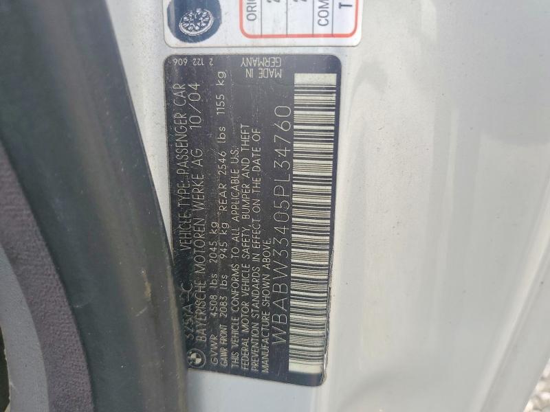 55322626 :رقم المزاد ، WBABW33405PL34760 vin ، 2005 Bmw 325 مزاد بيع