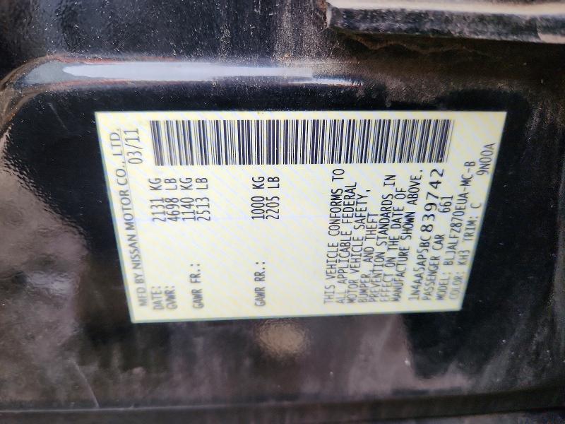 Продажа на аукционе авто 2011 Nissan Maxima, vin: 1N4AA5AP5BC839742, номер лота: 54472906