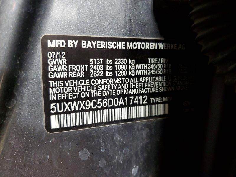 Aukcja sprzedaży 2013 Bmw X3, vin: 5UXWX9C56D0A17412, numer aukcji: 53180606