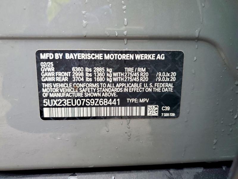 Продажа на аукционе авто 2025 Bmw X5, vin: 5UX23EU07S9Z68441, номер лота: 50958036