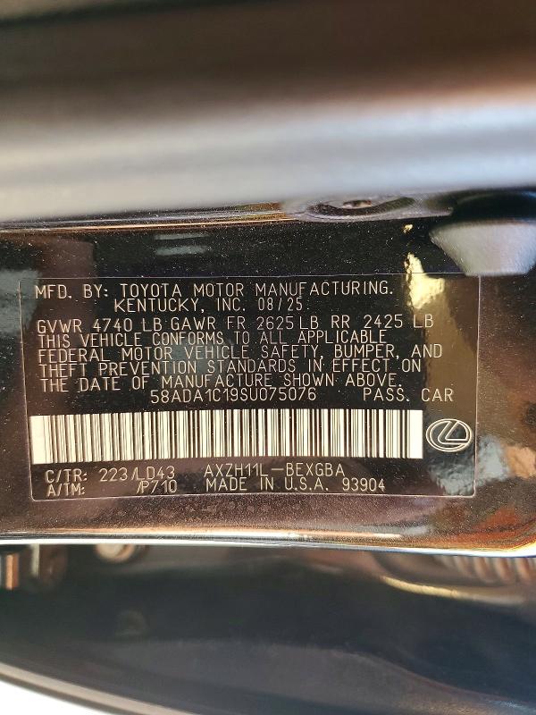 Auction sale of the 2025 Lexus Es 300h, vin: 58ADA1C19SU075076, lot number: 52700806