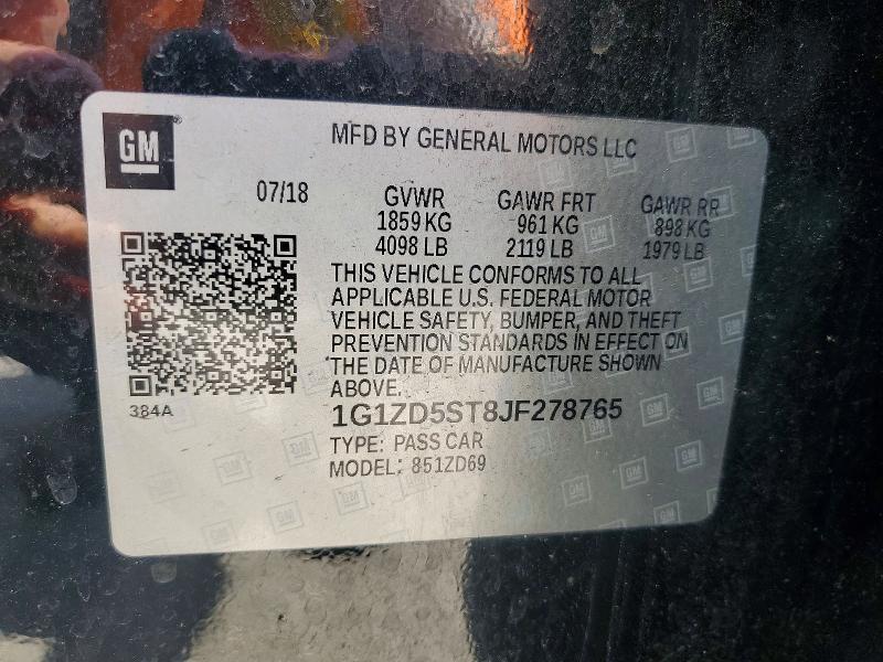 Aukcja sprzedaży 2018 Chevrolet Malibu, vin: 1G1ZD5ST8JF278765, numer aukcji: 53397476