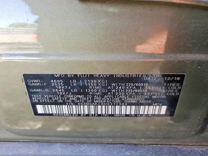 Aukcja sprzedaży 2017 Subaru Outback, vin: 4S4BSAKC8H3317384, numer aukcji: 53844766