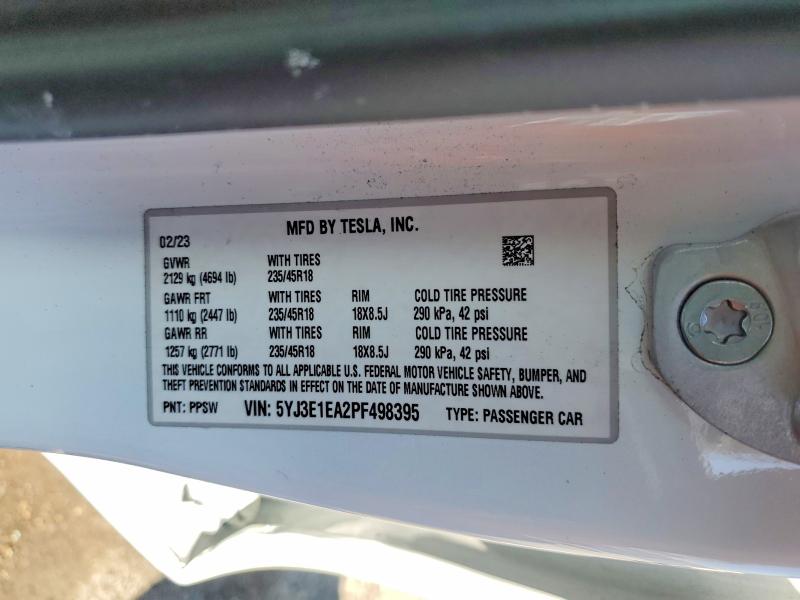 Продажа на аукционе авто 2023 Tesla Model 3, vin: 5YJ3E1EA2PF498395, номер лота: 54279936