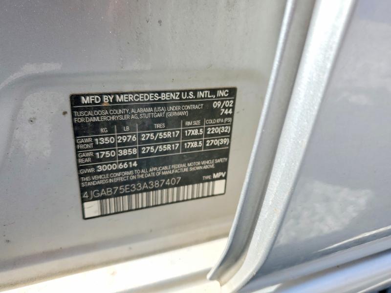 Aukcja sprzedaży 2003 Mercedes-benz 500, vin: 4JGAB75E33A387407, numer aukcji: 52351486