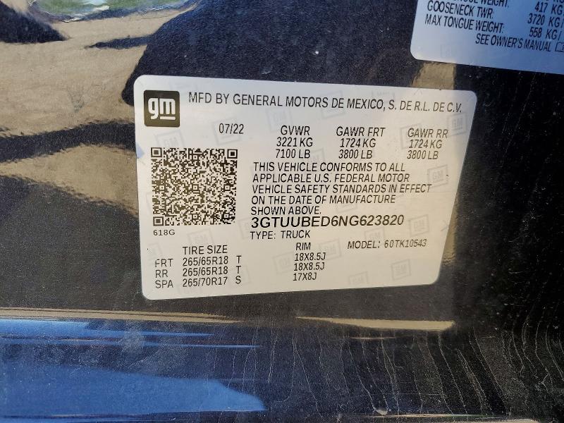 Продаж на аукціоні авто 2022 Gmc Sierra, vin: 3GTUUBED6NG623820, номер лоту: 53426076