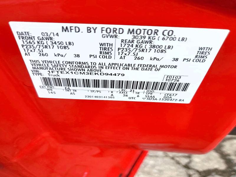Продажа на аукционе авто 2014 Ford F150, vin: 1FTEX1CM3EKD94479, номер лота: 55127086