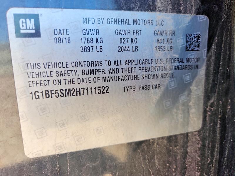 54806046 :رقم المزاد ، 1G1BF5SM2H7111522 vin ، 2017 Chevrolet Cruze مزاد بيع