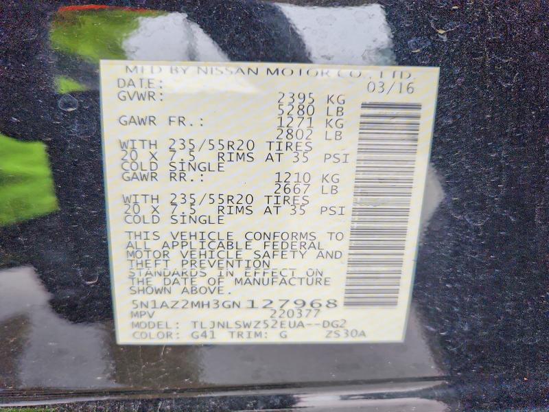 Продажа на аукционе авто 2016 Nissan Murano, vin: 5N1AZ2MH3GN127968, номер лота: 52701286