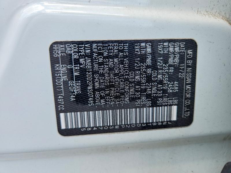 54622266 :رقم المزاد ، JN8BT3DD2PW307485 vin ، 2023 Nissan Rogue مزاد بيع