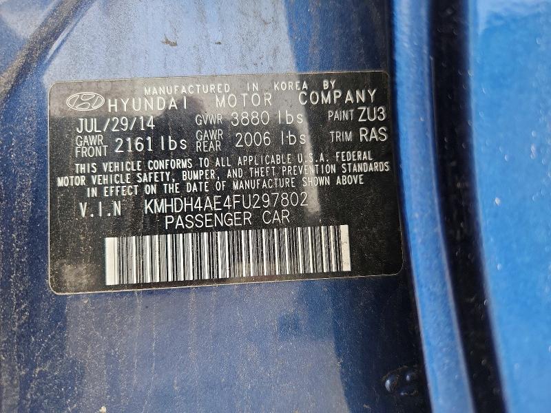 55269096 :رقم المزاد ، KMHDH4AE4FU297802 vin ، 2015 Hyundai Elantra مزاد بيع