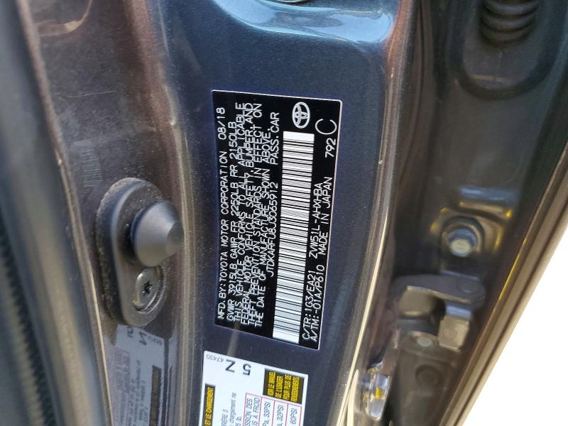 Продаж на аукціоні авто 2018 Toyota Prius, vin: JTDKARFU8J3065912, номер лоту: 55113836
