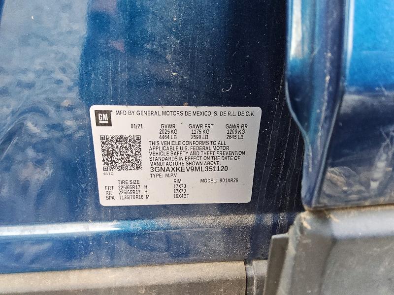 2021 Chevrolet Equinox მანქანა იყიდება აუქციონზე, vin: 3GNAXKEV9ML351120, აუქციონის ნომერი: 51837296