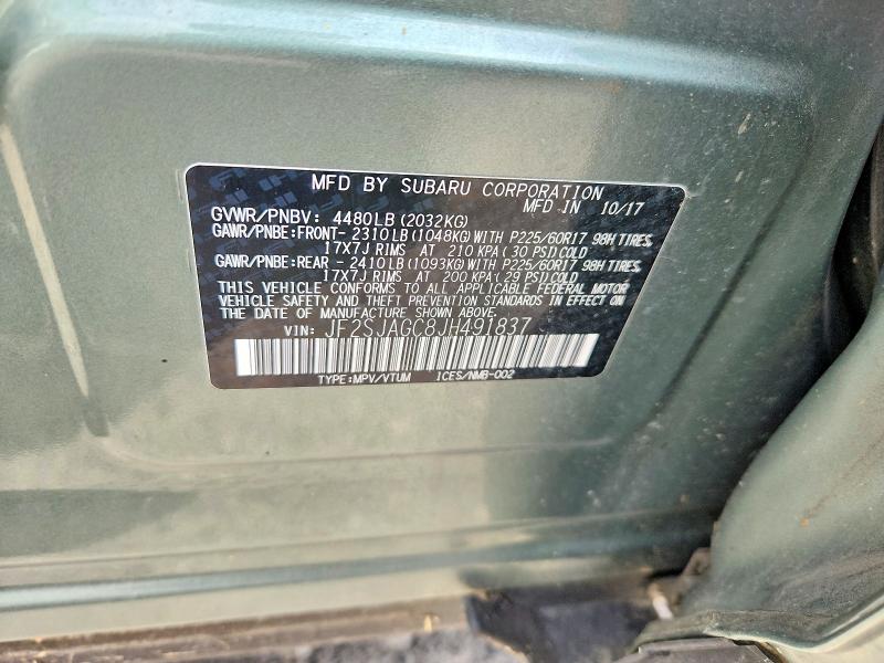 Продажа на аукционе авто 2018 Subaru Forester, vin: JF2SJAGC8JH491837, номер лота: 53517786