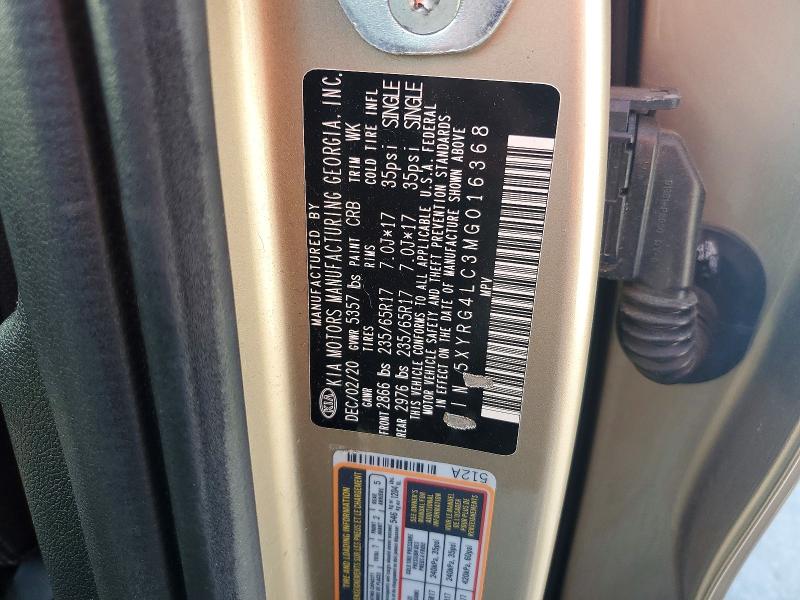 Aukcja sprzedaży 2021 Kia Sorento, vin: 5XYRG4LC3MG016368, numer aukcji: 53835166