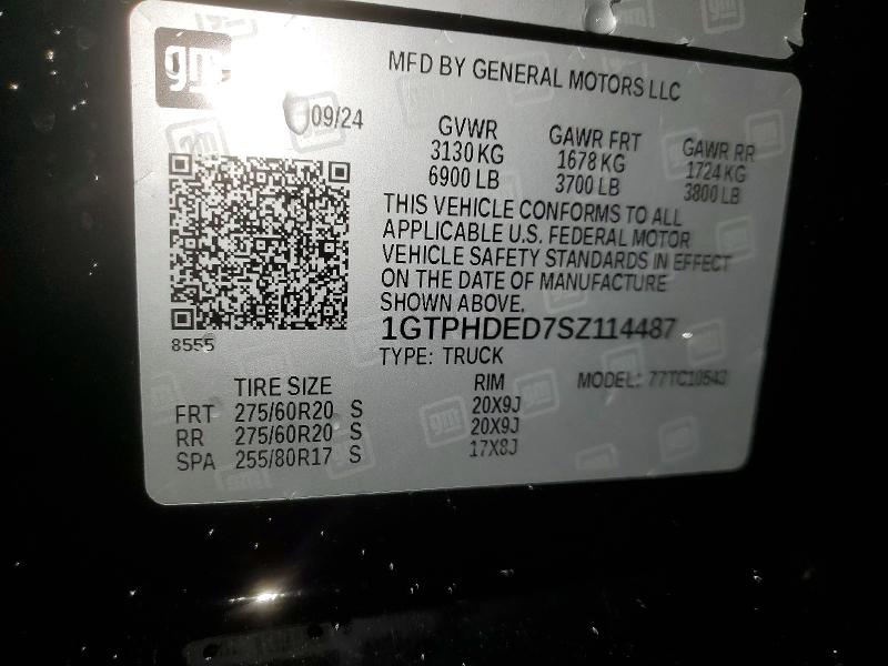 55111966 :رقم المزاد ، 1GTPHDED7SZ114487 vin ، 2025 Gmc Sierra مزاد بيع