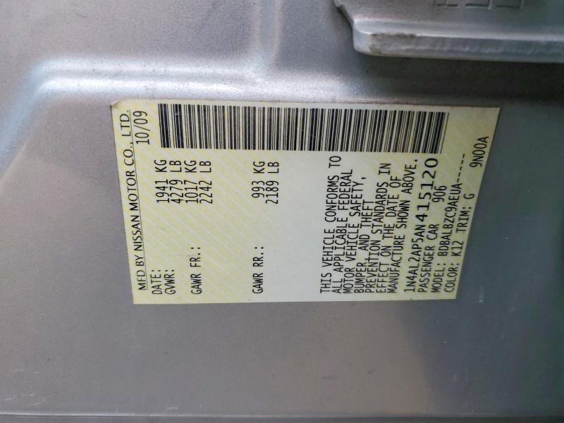 54421506 :رقم المزاد ، 1N4AL2AP5AN415120 vin ، 2010 Nissan Altima مزاد بيع