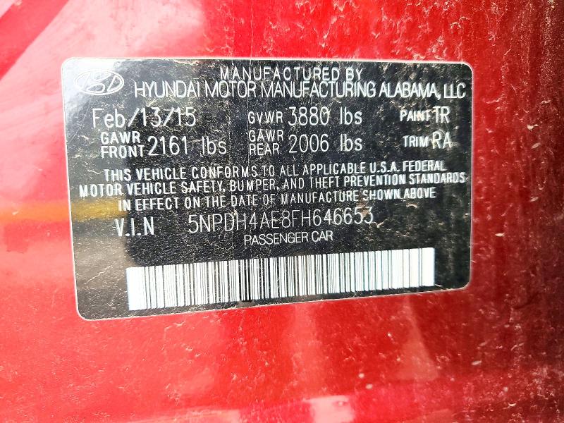 Aukcja sprzedaży 2015 Hyundai Elantra, vin: 5NPDH4AE8FH646653, numer aukcji: 52547826