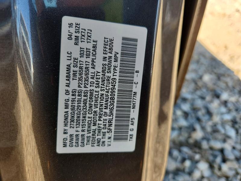 Продажа на аукционе авто 2016 Honda Odyssey, vin: 5FNRL5H63GB099459, номер лота: 52310066