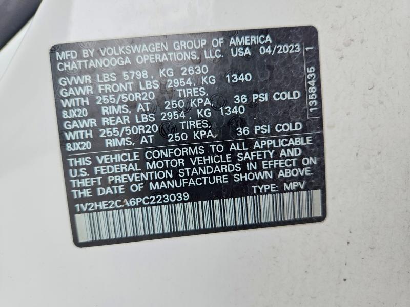 Продаж на аукціоні авто 2023 Volkswagen Atlas Cross Sport, vin: 1V2HE2CA6PC223039, номер лоту: 55273096