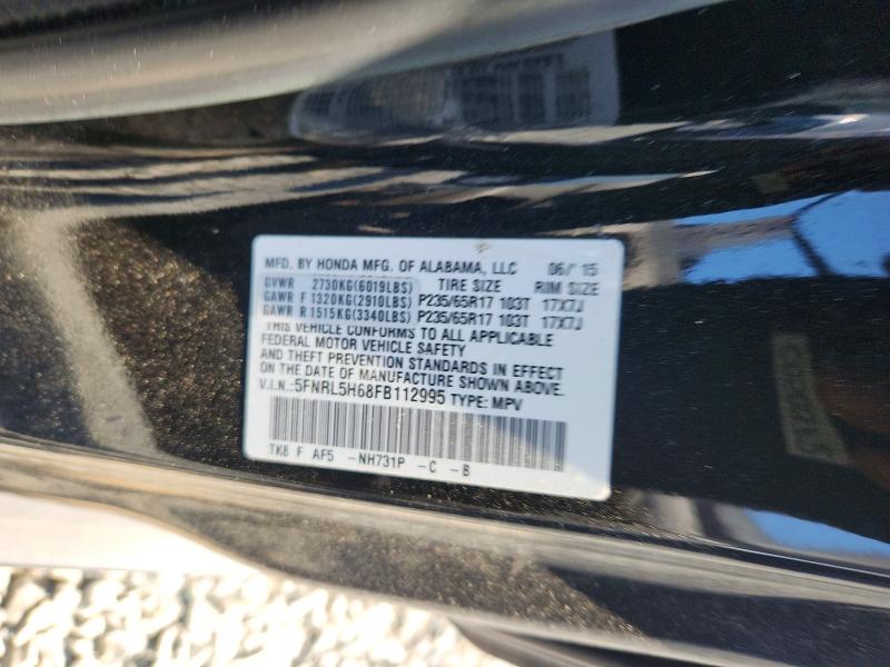 Продаж на аукціоні авто 2015 Honda Odyssey, vin: 5FNRL5H68FB112995, номер лоту: 54152056