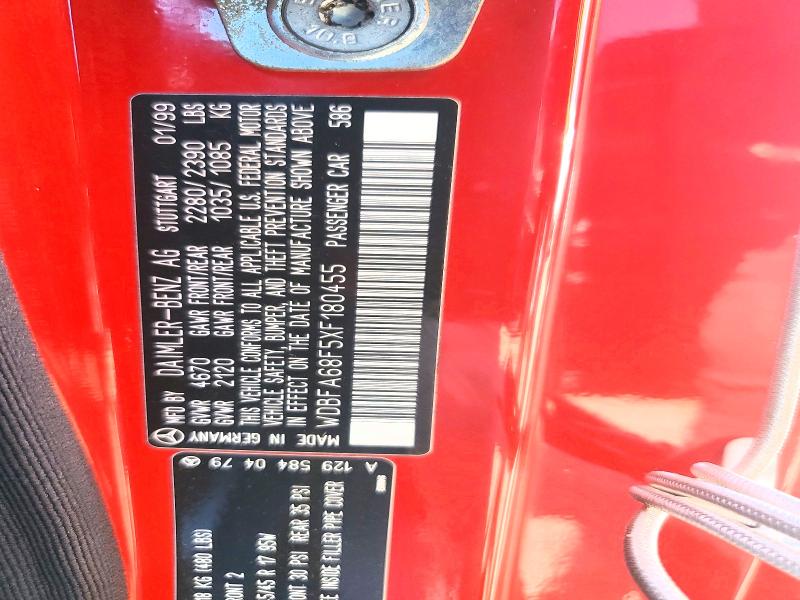 Aukcja sprzedaży 1999 Mercedes-benz Sl, vin: WDBFA68F5XF180455, numer aukcji: 52721706