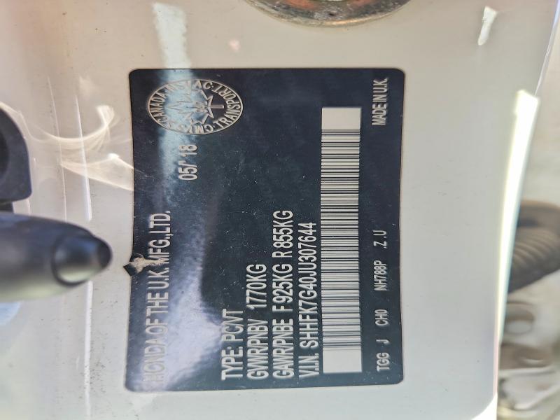 Aukcja sprzedaży 2018 Honda Civic, vin: SHHFK7G40JU307644, numer aukcji: 53743876