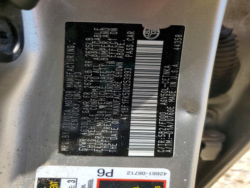 Aukcja sprzedaży 2013 Toyota Camry, vin: 4T1BF1FK5DU253993, numer aukcji: 52359496