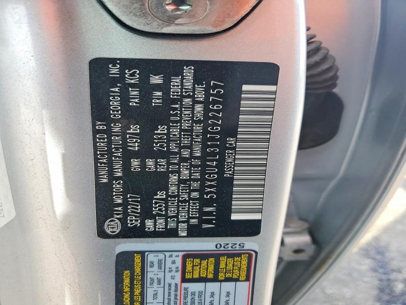 52714066 :رقم المزاد ، 5XXGU4L31JG226757 vin ، 2018 Kia Optima مزاد بيع