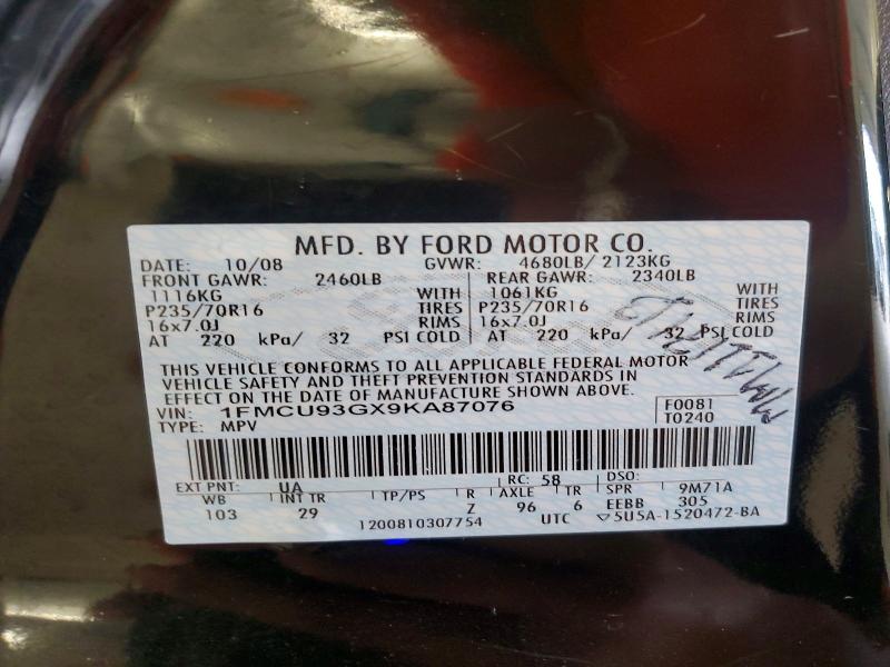Продаж на аукціоні авто 2009 Ford Escape, vin: 1FMCU93GX9KA87076, номер лоту: 54865606