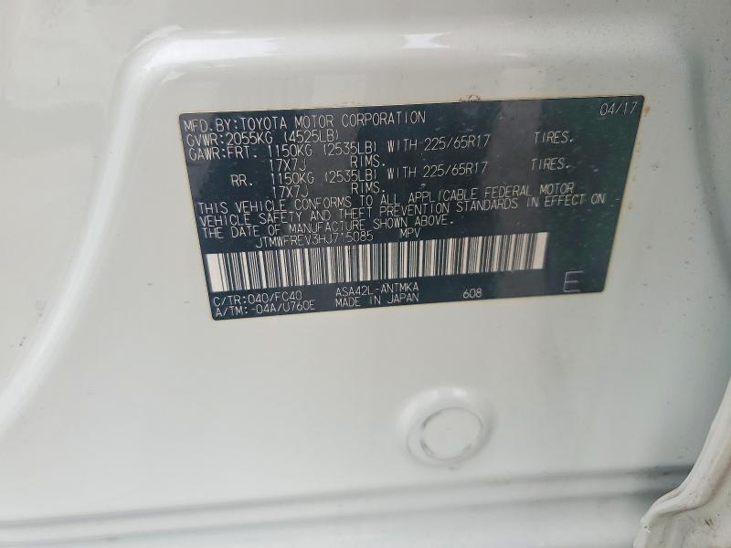 Aukcja sprzedaży 2017 Toyota Rav4, vin: JTMWFREV3HJ715085, numer aukcji: 54976766