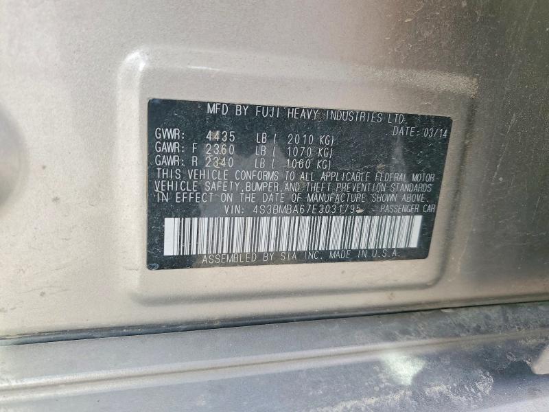 55407256 :رقم المزاد ، 4S3BMBA67E3031795 vin ، 2014 Subaru Legacy مزاد بيع
