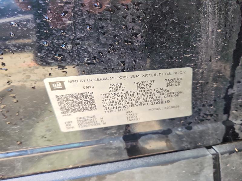 2019 Chevrolet Equinox მანქანა იყიდება აუქციონზე, vin: 3GNAXUEV6KL180819, აუქციონის ნომერი: 53285686