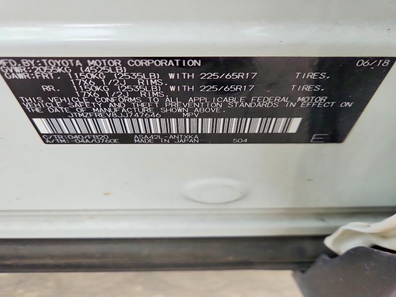 Продаж на аукціоні авто 2018 Toyota Rav4, vin: JTMZFREV8JJ747646, номер лоту: 54506456