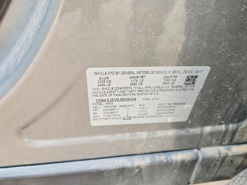 Aukcja sprzedaży 2018 Chevrolet Equinox, vin: 3GNAXJEV5JS536454, numer aukcji: 54244946