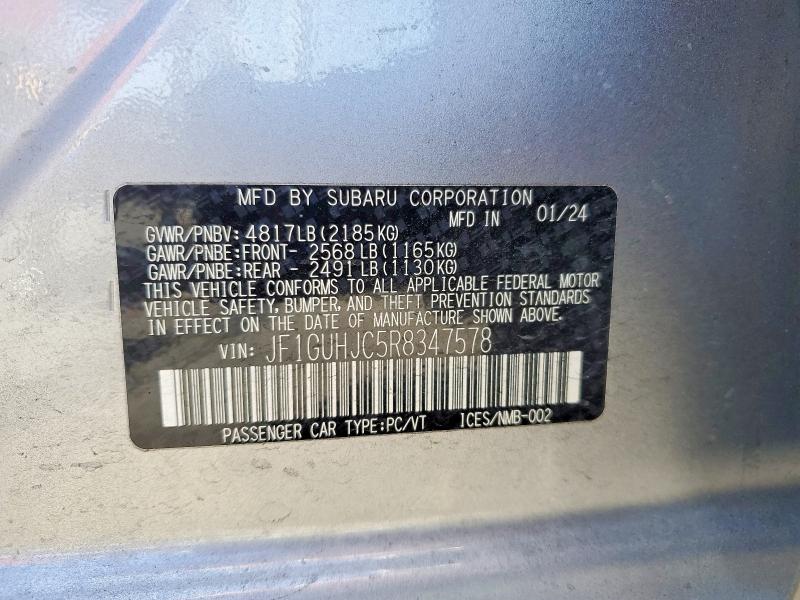 53852216 :رقم المزاد ، JF1GUHJC5R8347578 vin ، 2024 Subaru Impreza مزاد بيع
